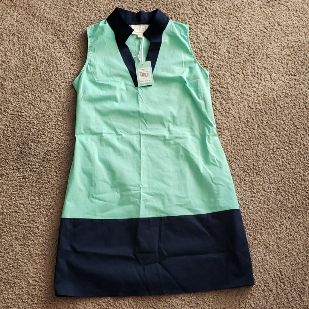Sail to Sable NWT Mint Navy Shift Dress Coastal Prep Resort Size M
